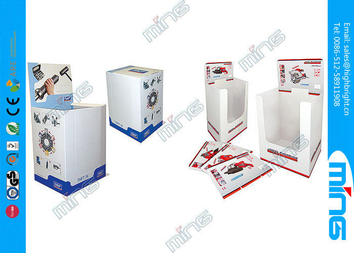 Custom CMYK Cardboard Display Stands for Packaging / Shipper , White