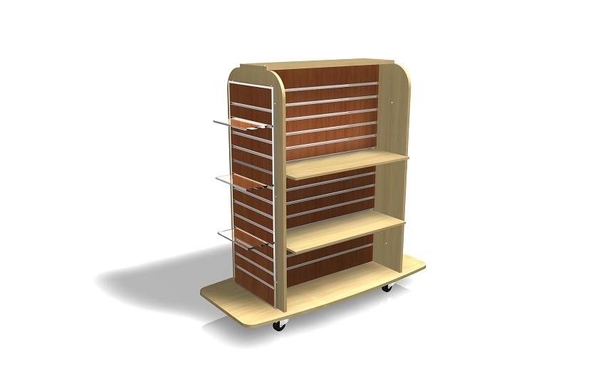 Wooded and MDF Display Stands with acrylic shelves for display garments and branded shoes