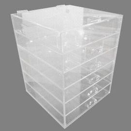 Clear acrylic makeup/cosmetic drawer organizer with lid, measures 12x12x15 inch