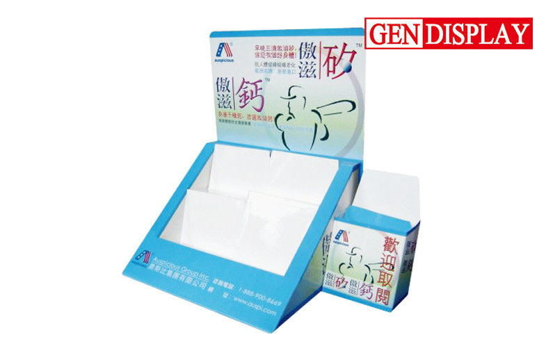 Corrugated Cardboard Counter Display With Brochures Holder For Medicine