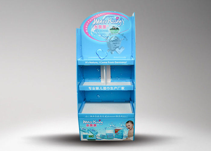 Water Proof Blue Cardboard Display Racks with Three Layers for Wet Wipes
