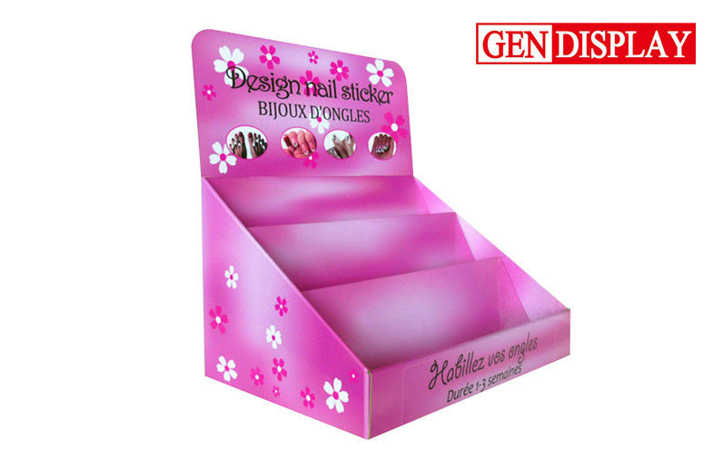 Cardboard Nail Sticker Counter Display , Pop Cosmetic Display Stands